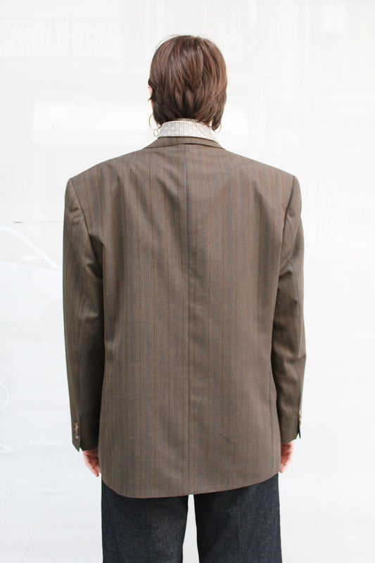 Striped Cross Button Blazer