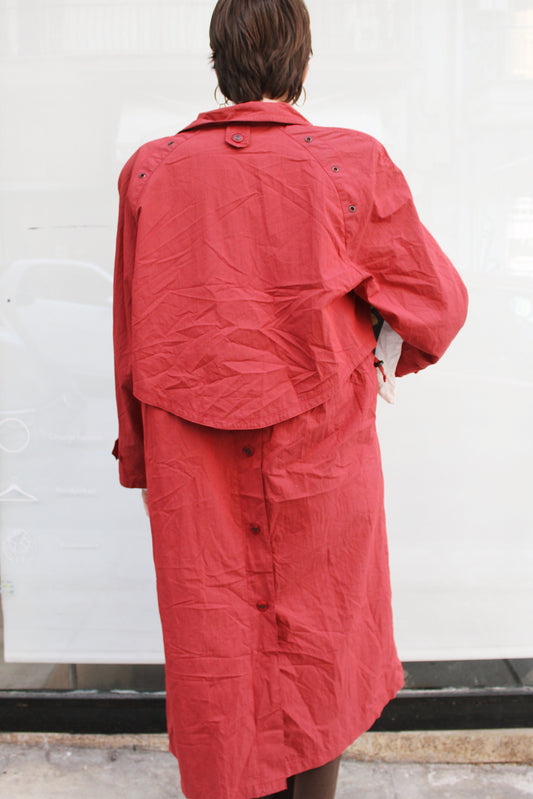 Cherry Red Trench Coat