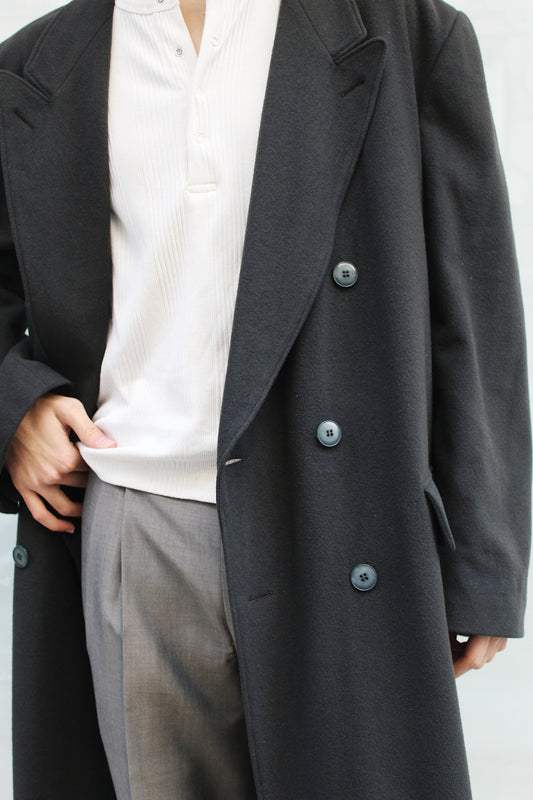 Gray Double Breasted Overcoat