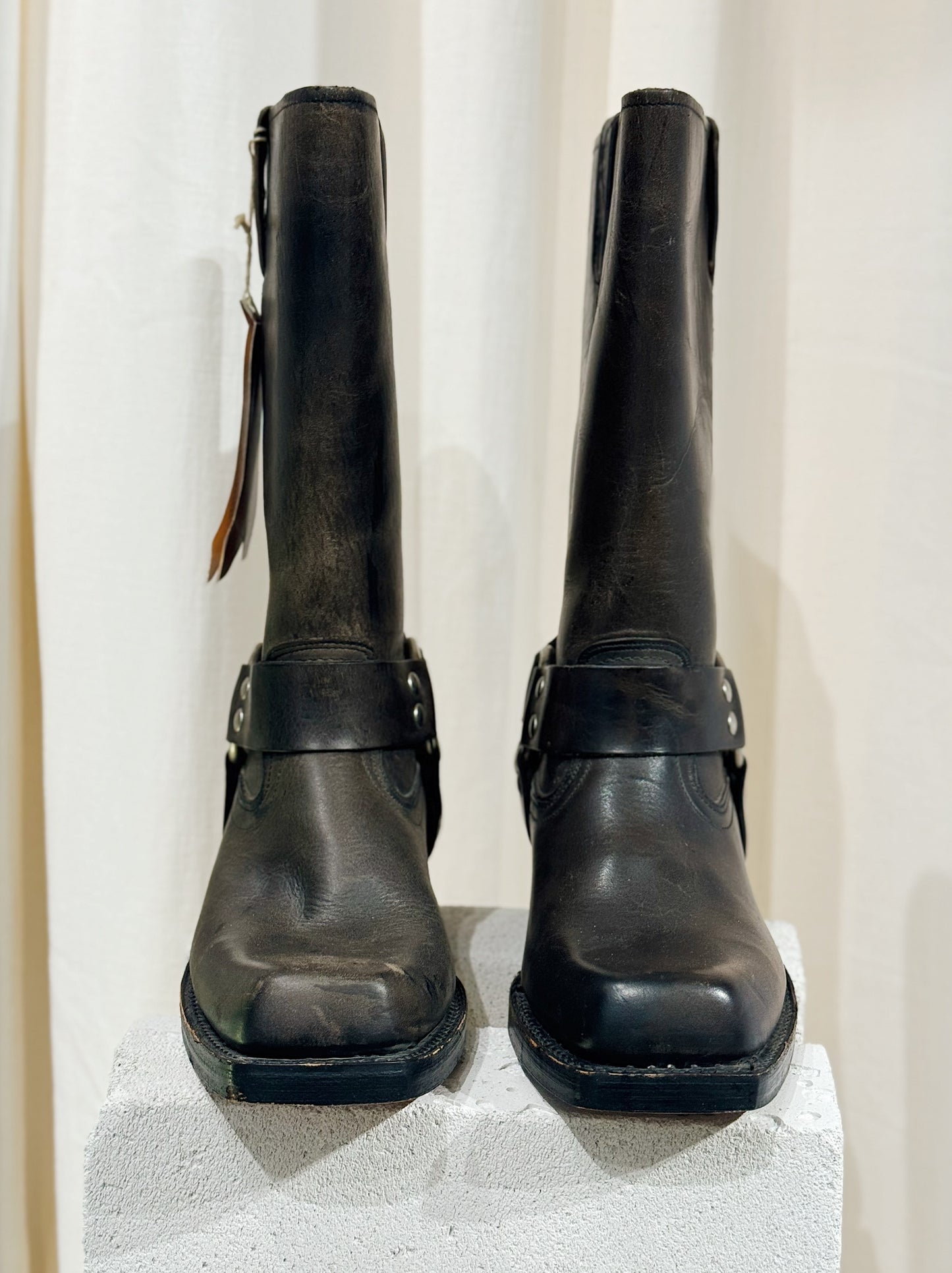 LOBLAN 295 BROWN WAXY BIKER BOOTS