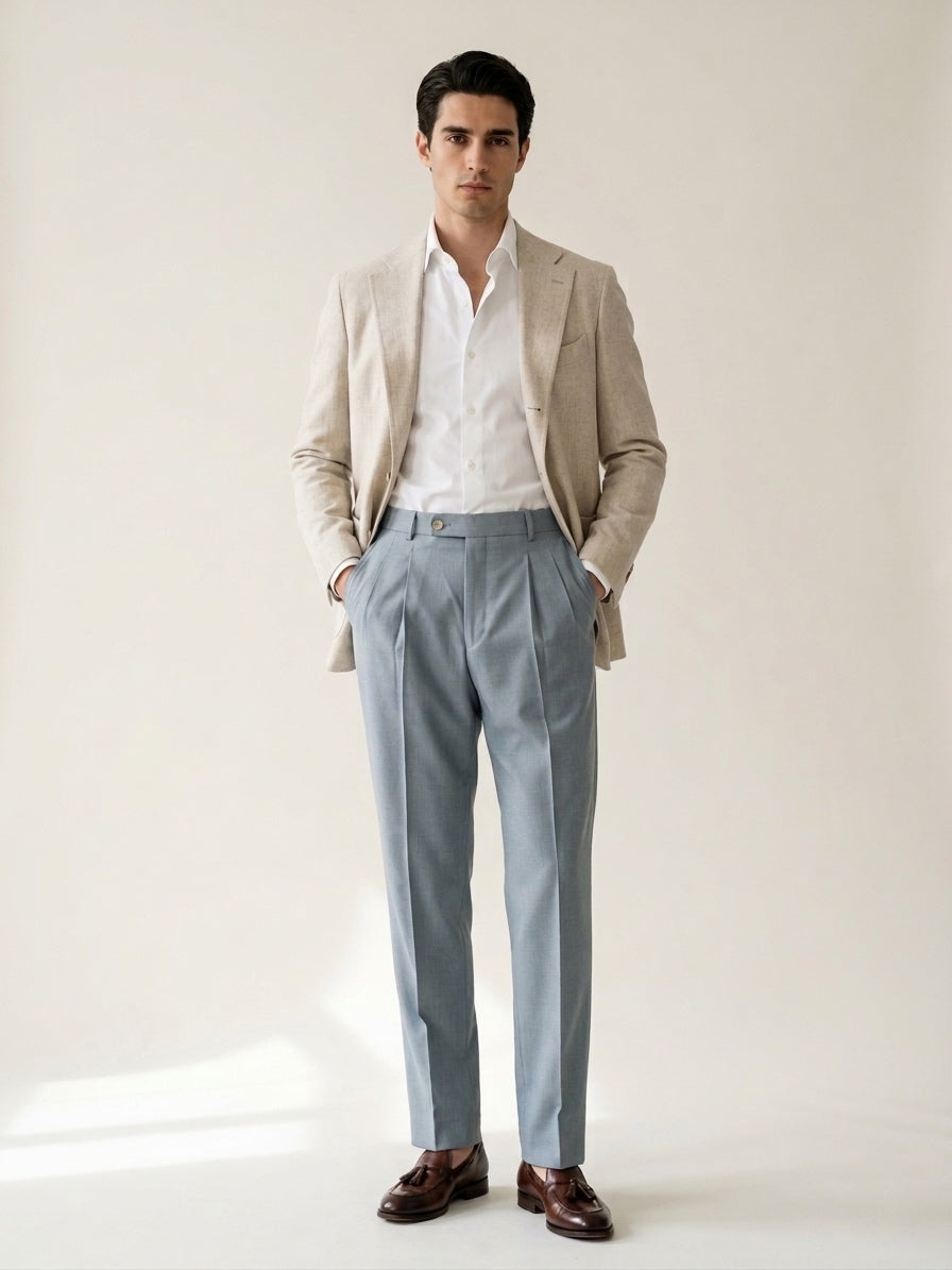 Light Blue Pleated