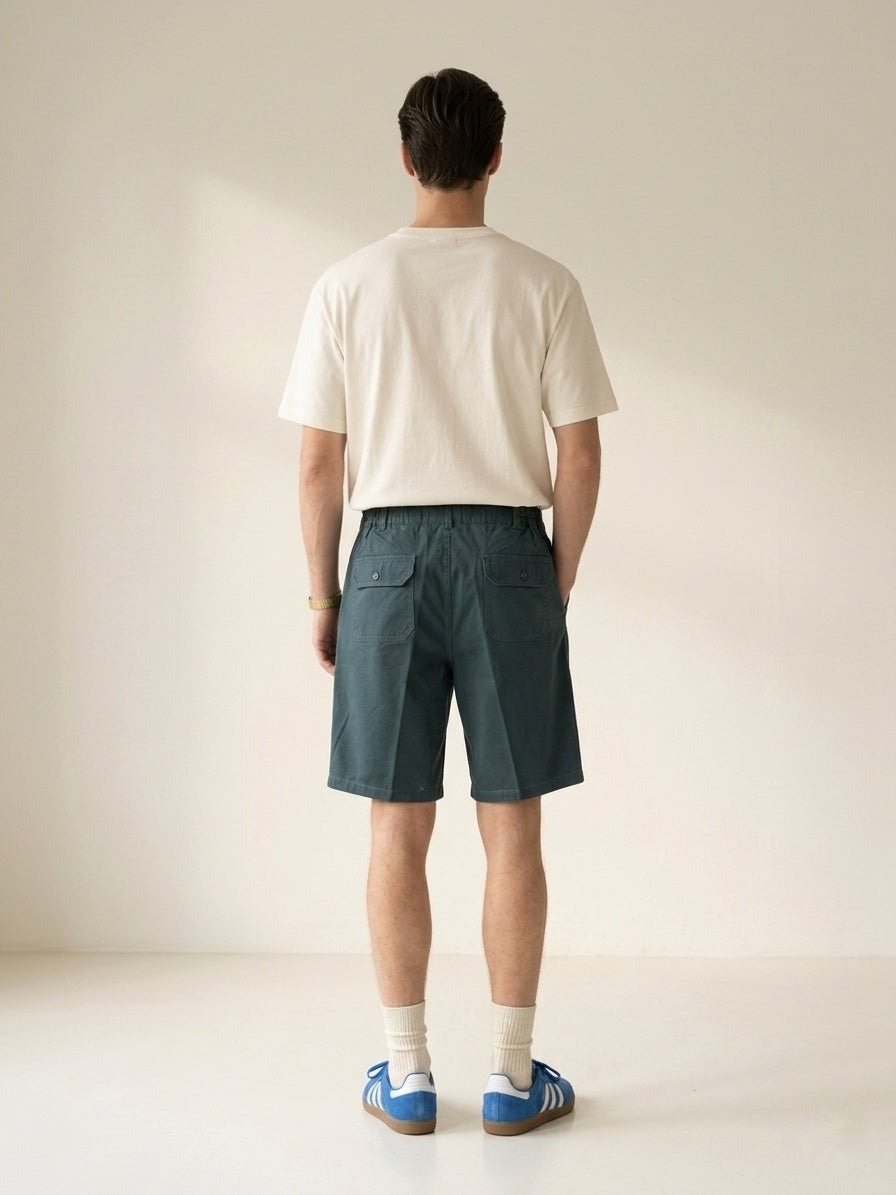 Petrol Pleated Shorts