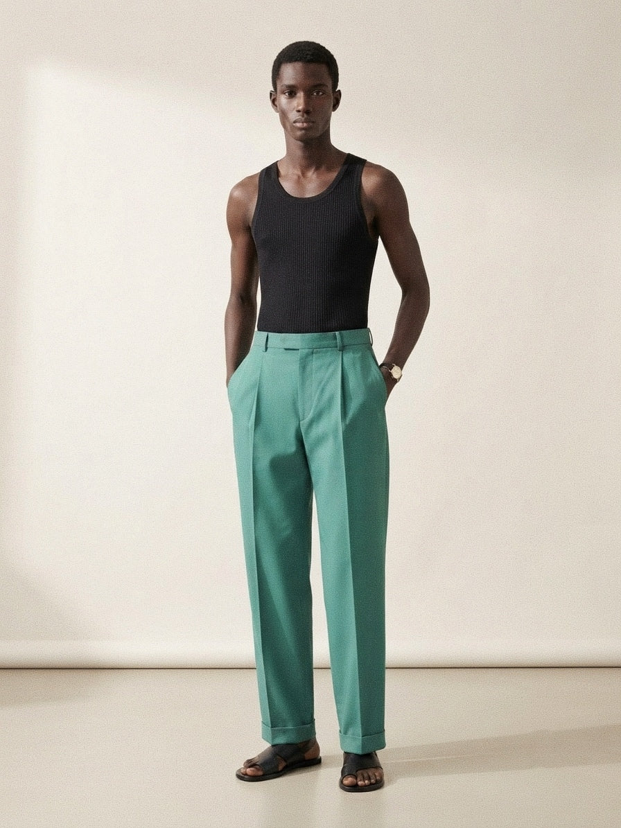 Aqua Green Pleated