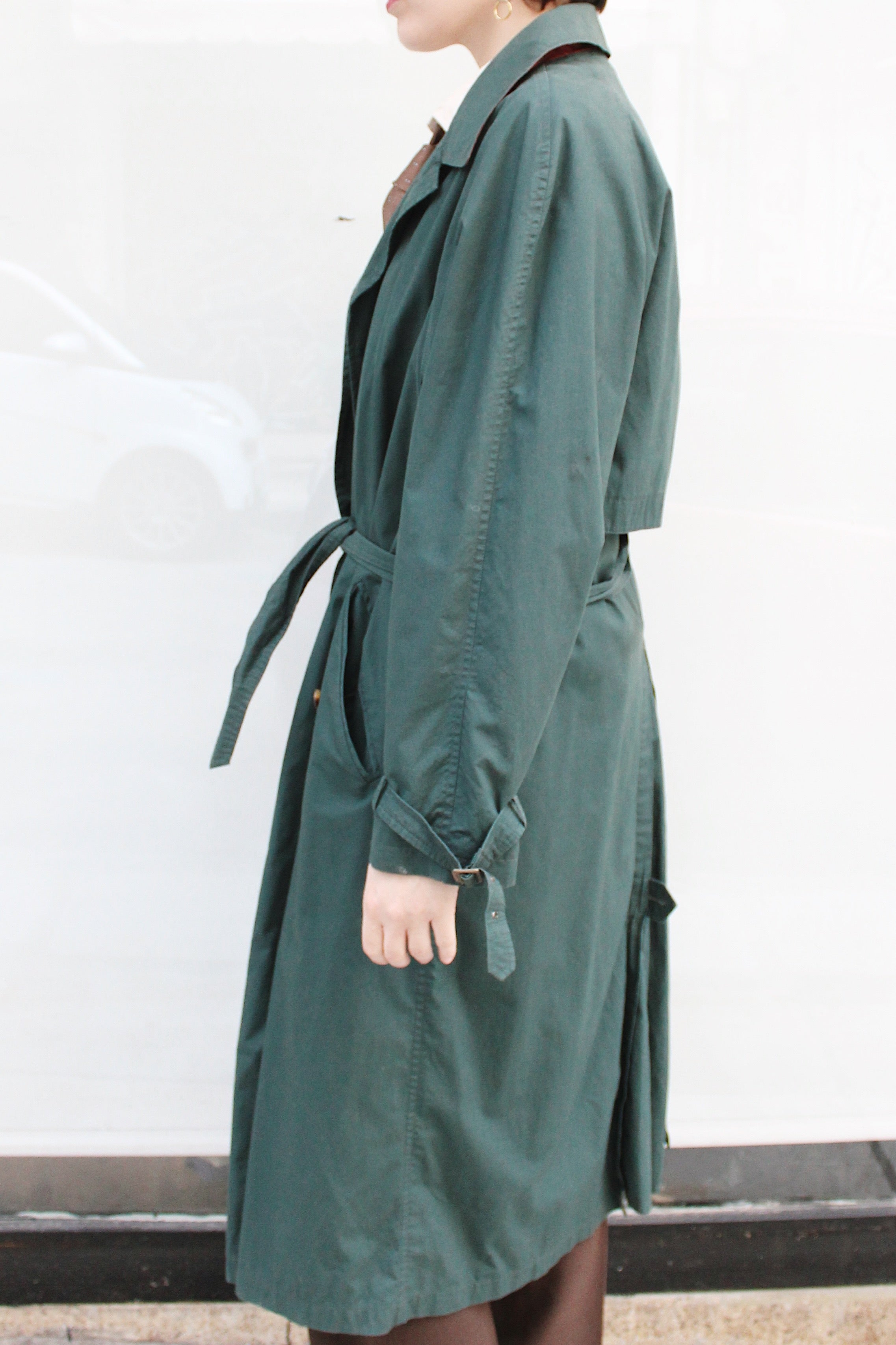 Green Double Breasted Trench