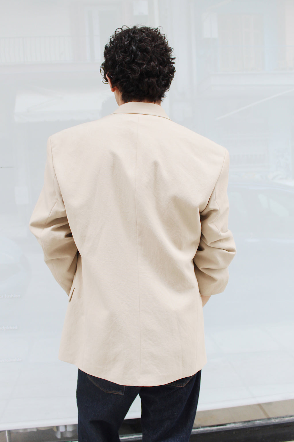 Beige Double Breasted Blazer
