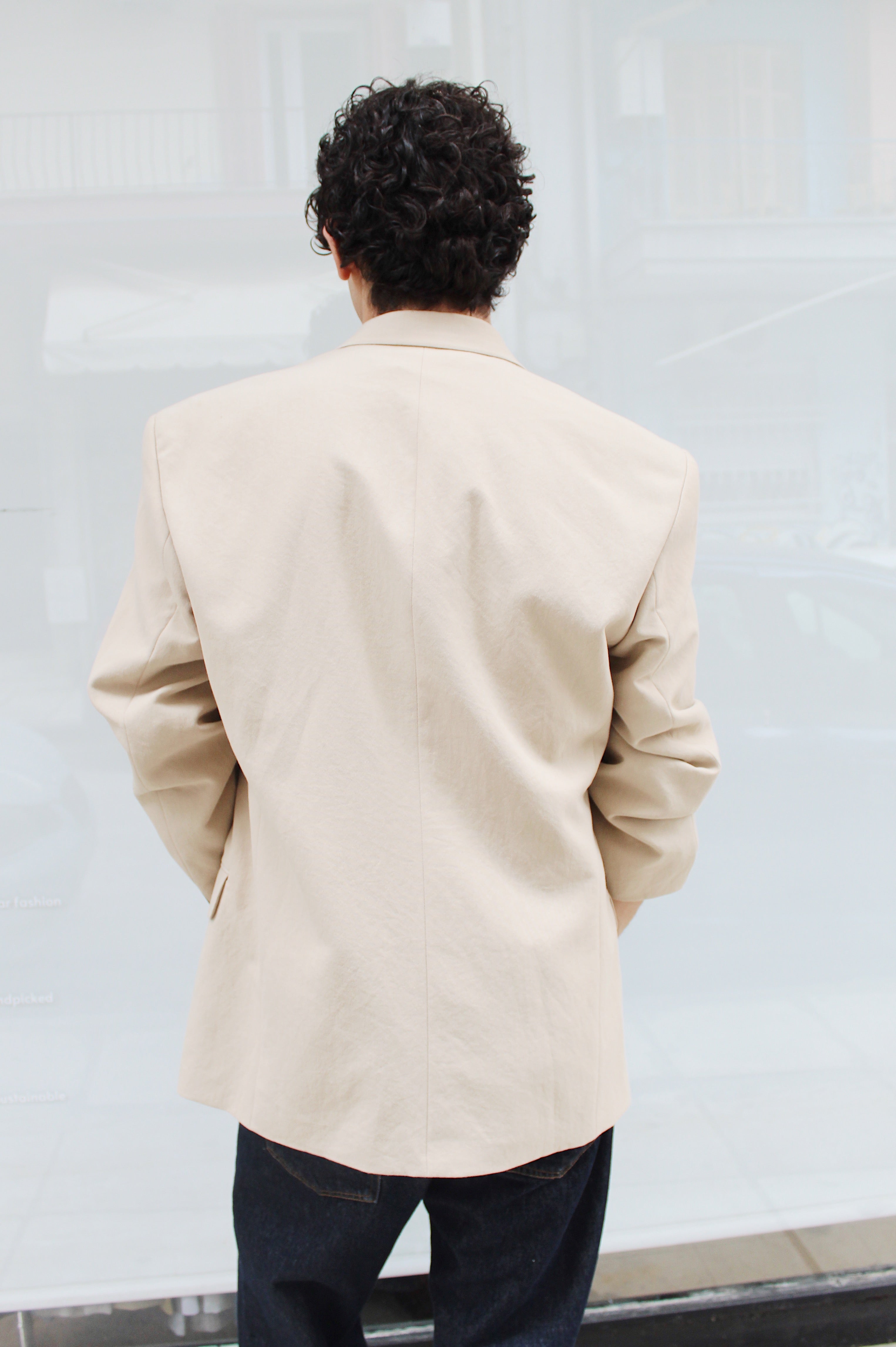 Beige Double Breasted Blazer