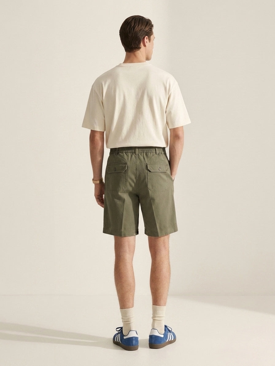 Khaki Pleated Shorts