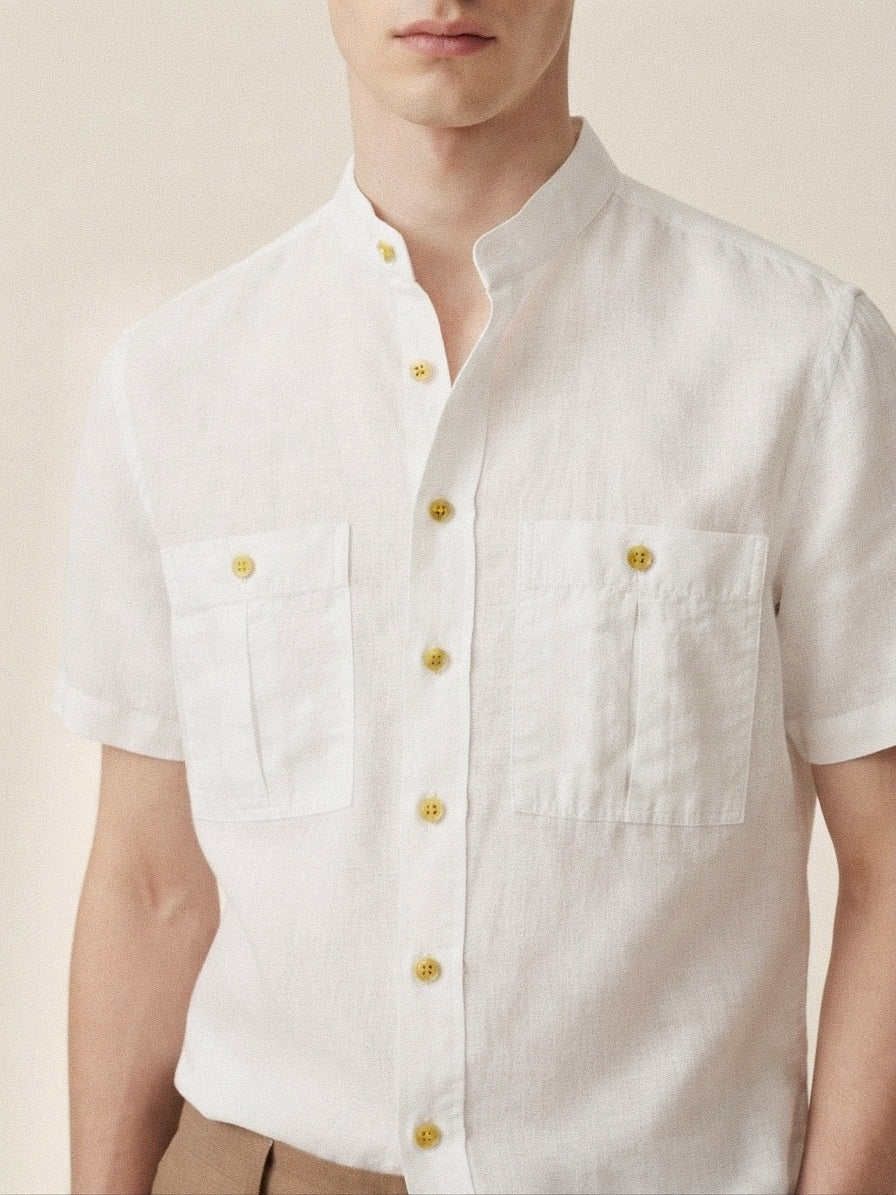 White Mandarin Collar