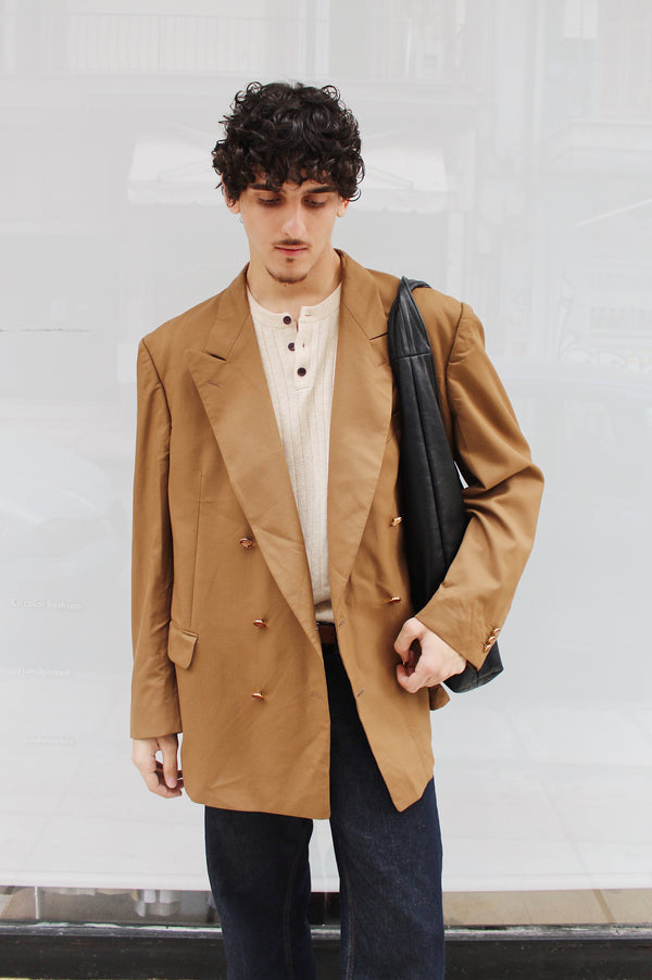 Camel Double Breasted Blazer
