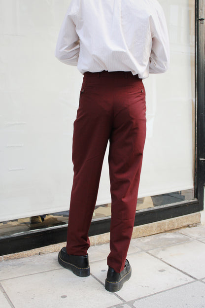 Plaid Red Pleated Pants