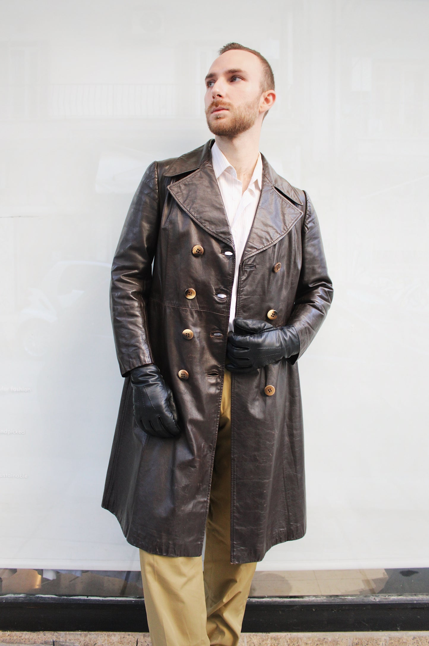 Double Breasted Leather Coat