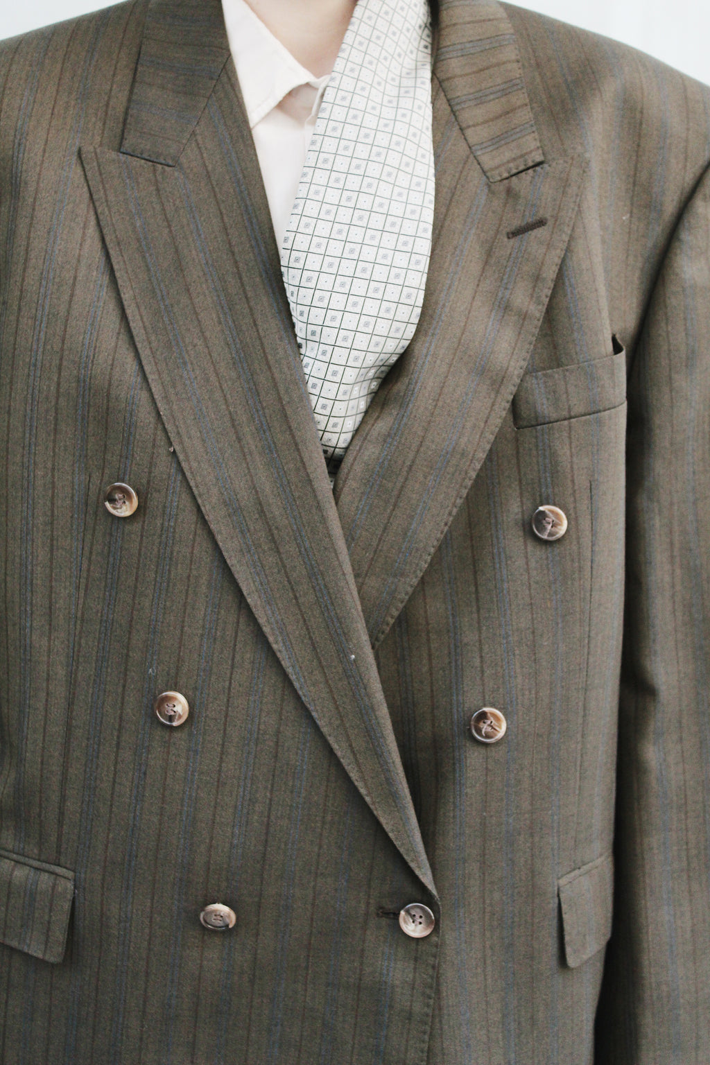 Striped Cross Button Blazer