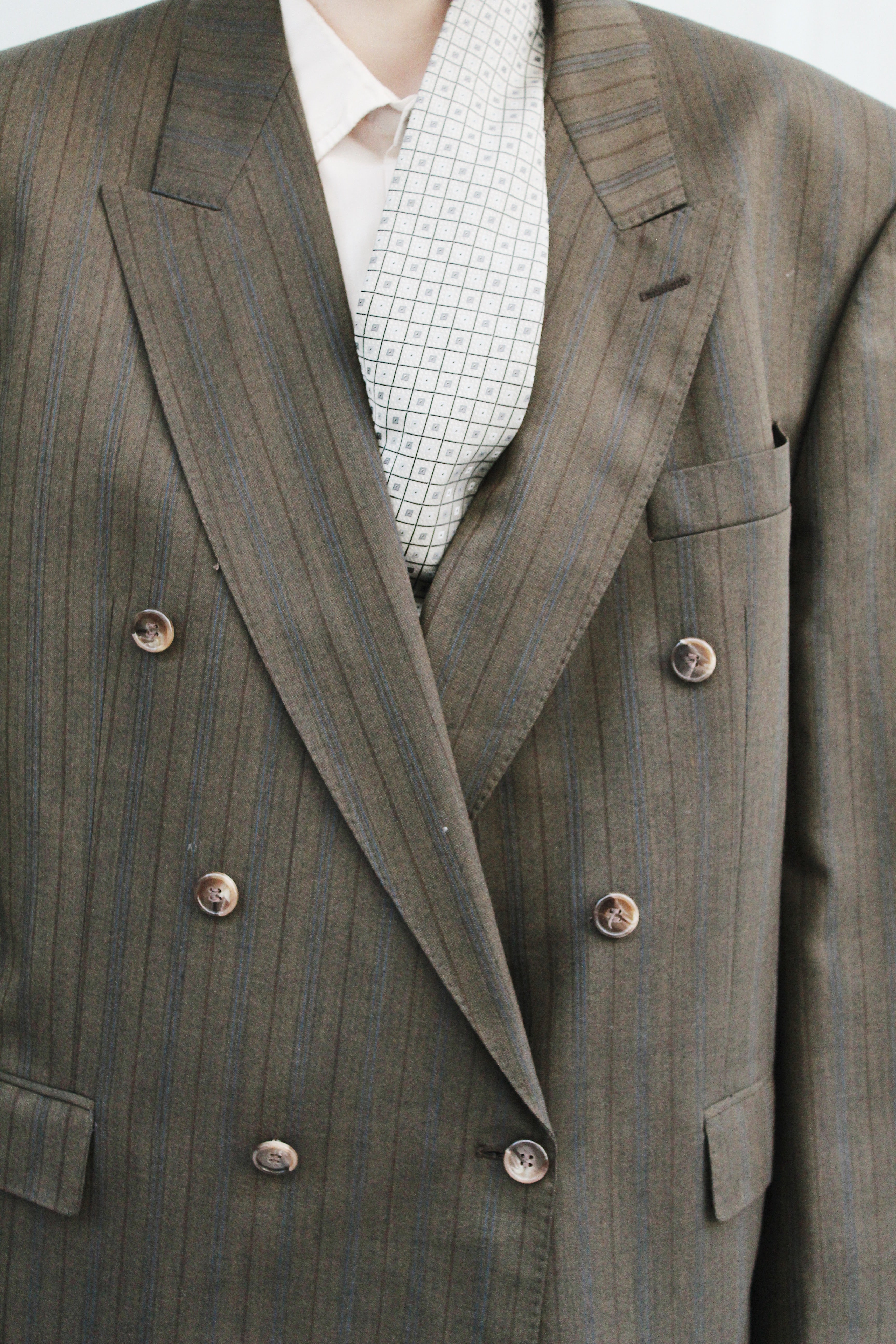 Striped Cross Button Blazer