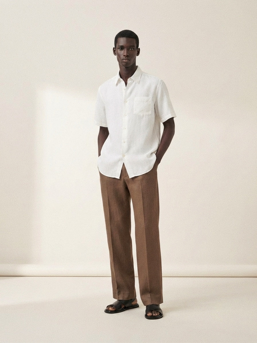 Off White Linen Short Sleeve