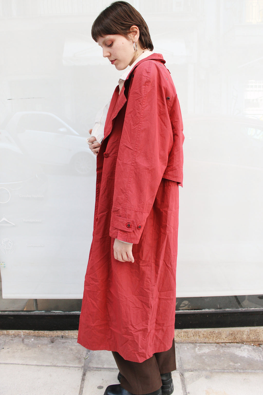 Cherry Red Trench Coat