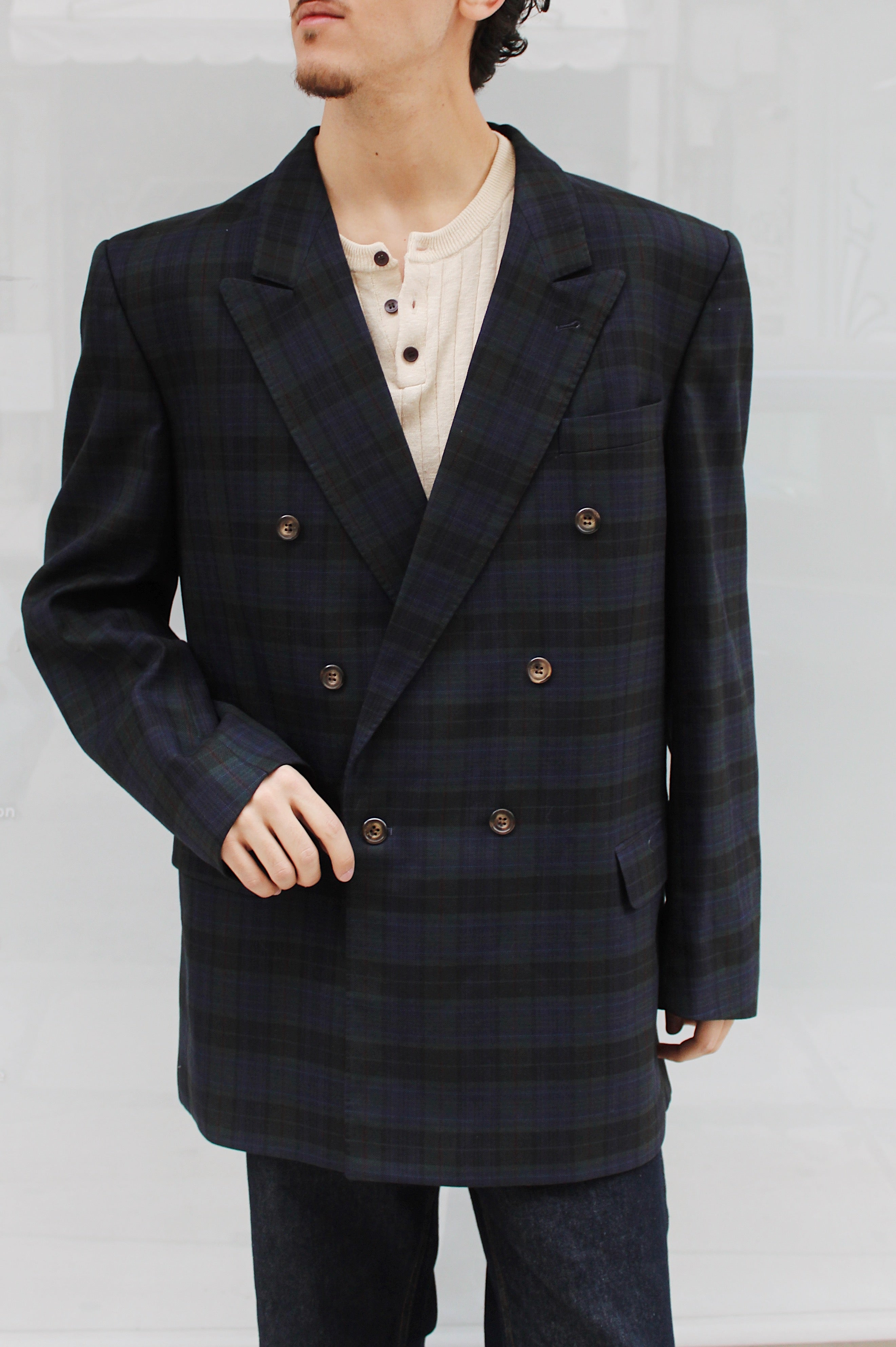 Plaid Double Breasted Blazer