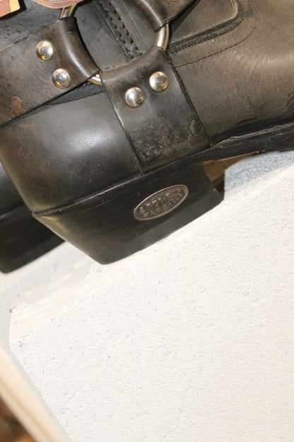 LOBLAN 295 BROWN WAXY BIKER BOOTS