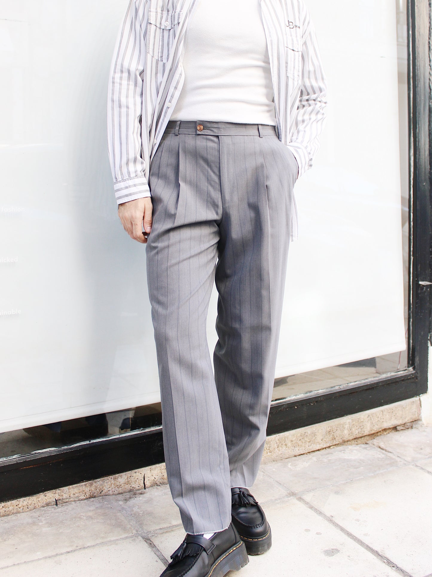 STRIPED GRAY OFFICE PANTS