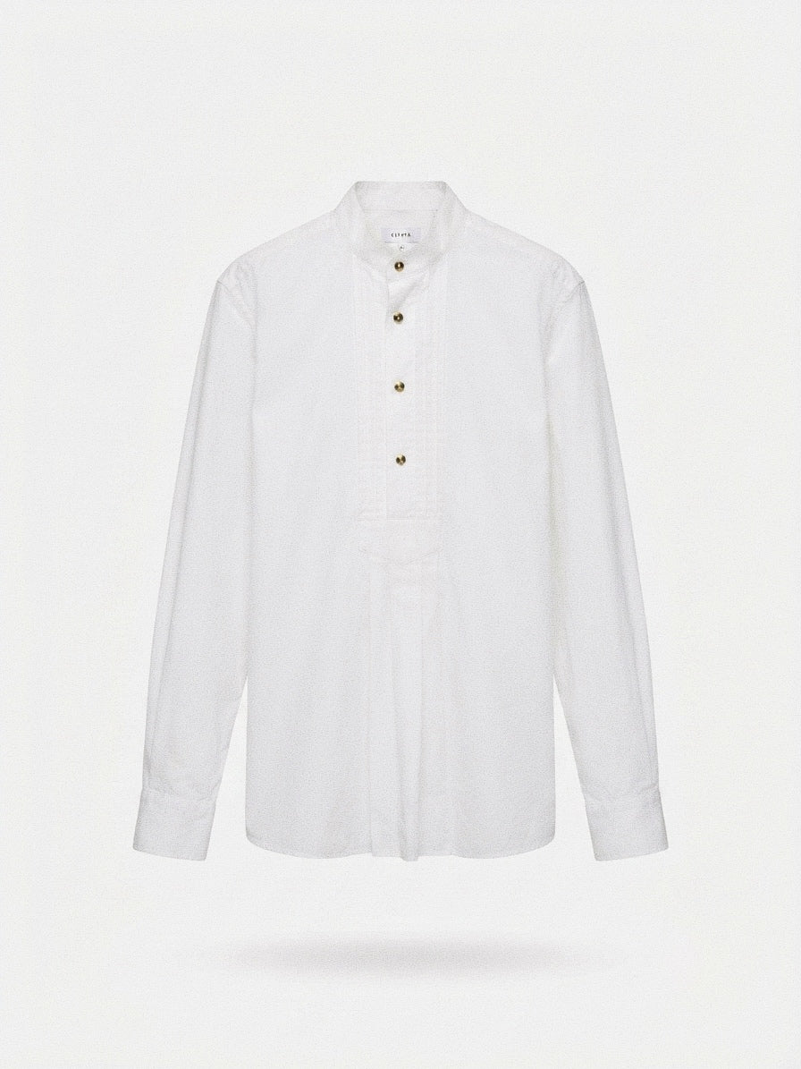White Pleated Overshirt