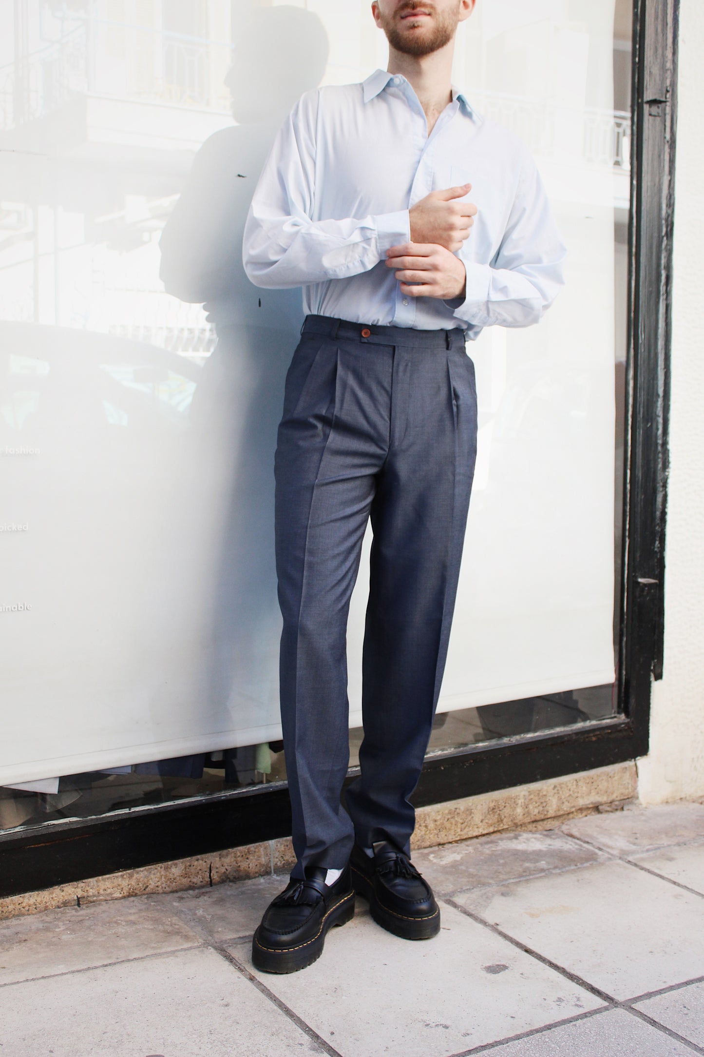 Dark Navy Pleated Pants