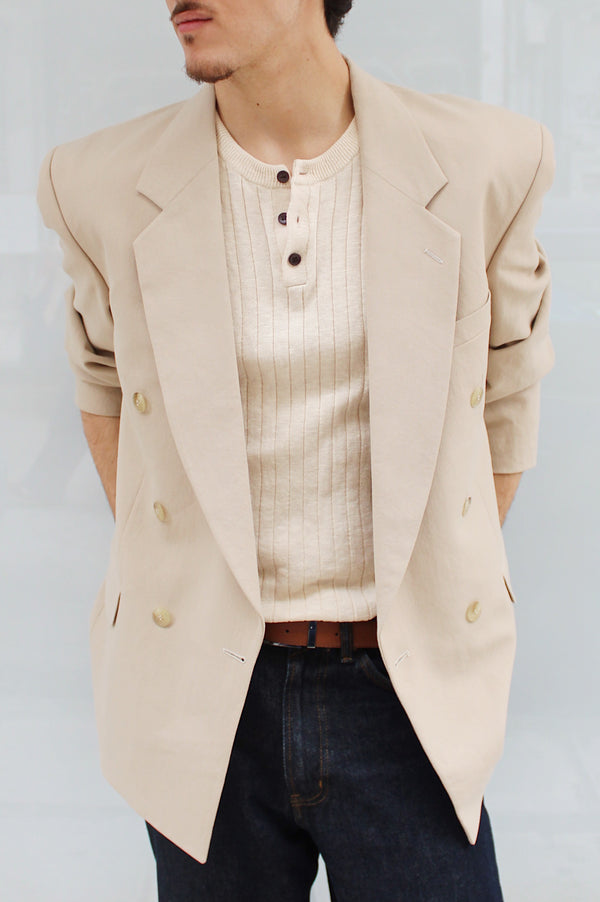 Beige Double Breasted Blazer