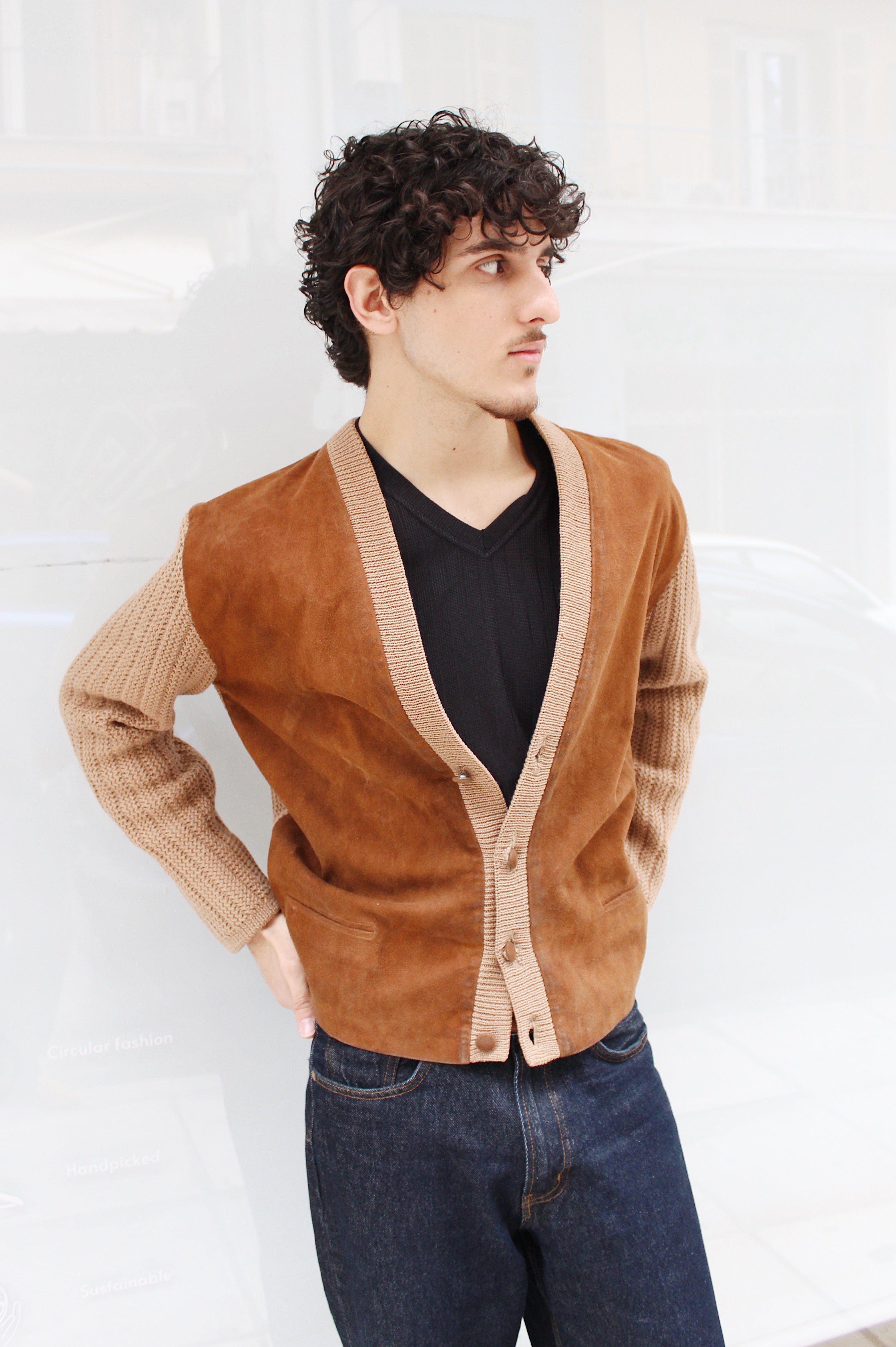 Camel Suede Cardigan
