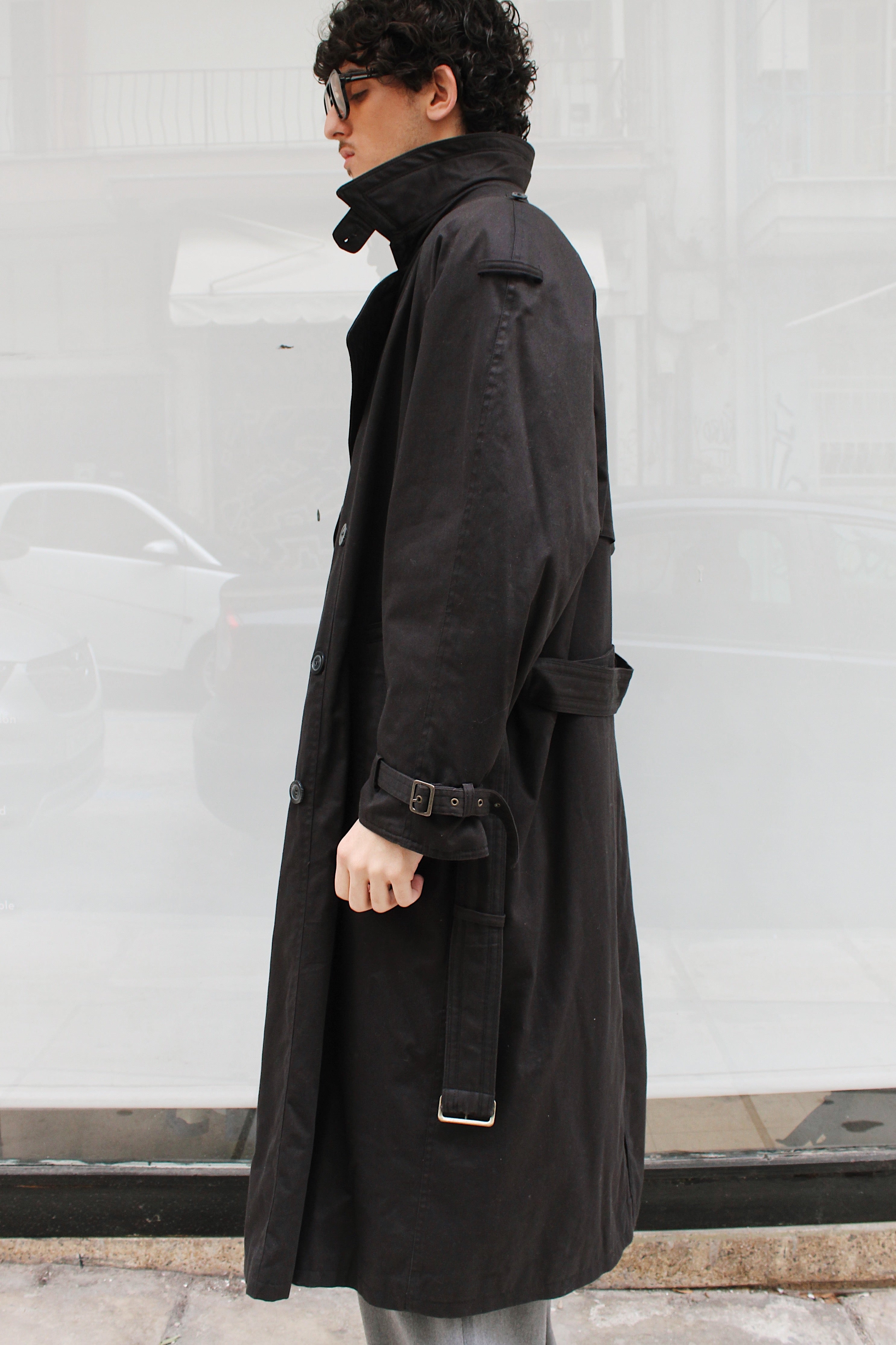 Double Breasted Black Trench