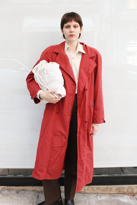 Cherry Red Trench Coat