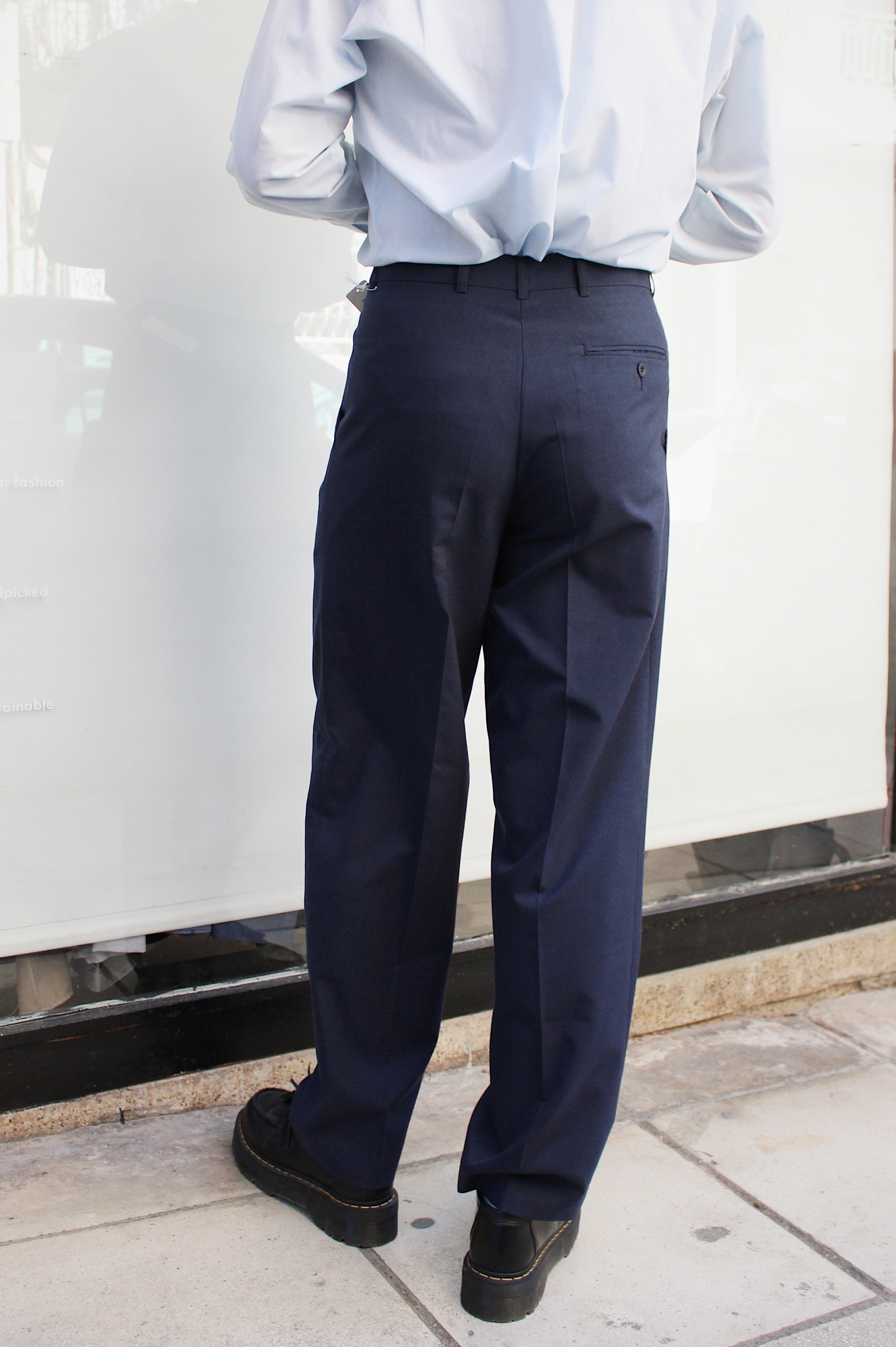 Navy Pleated Pants