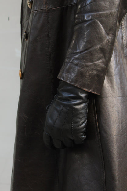 Double Breasted Leather Coat