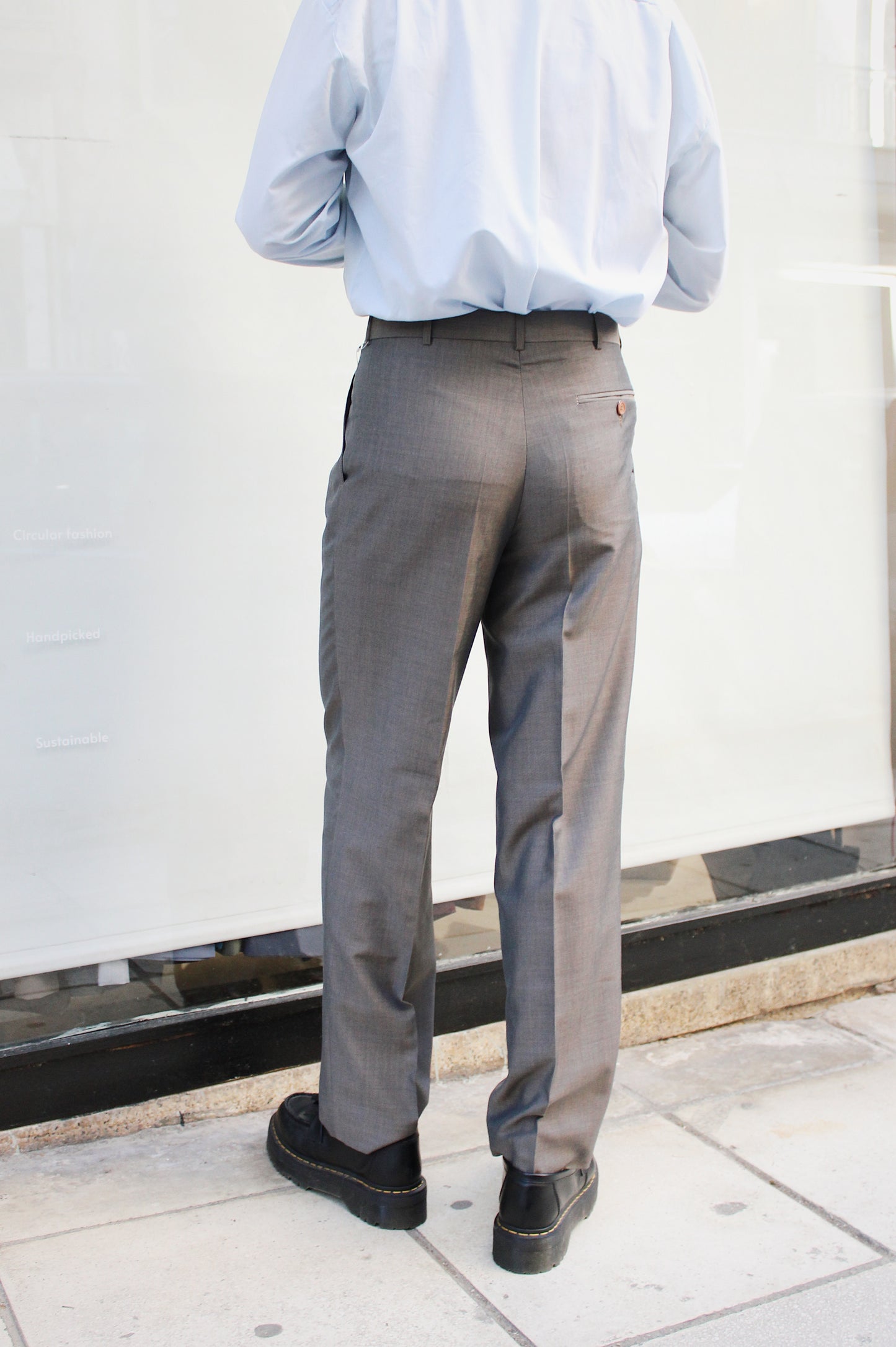 Metalic Gray Pleated Pants