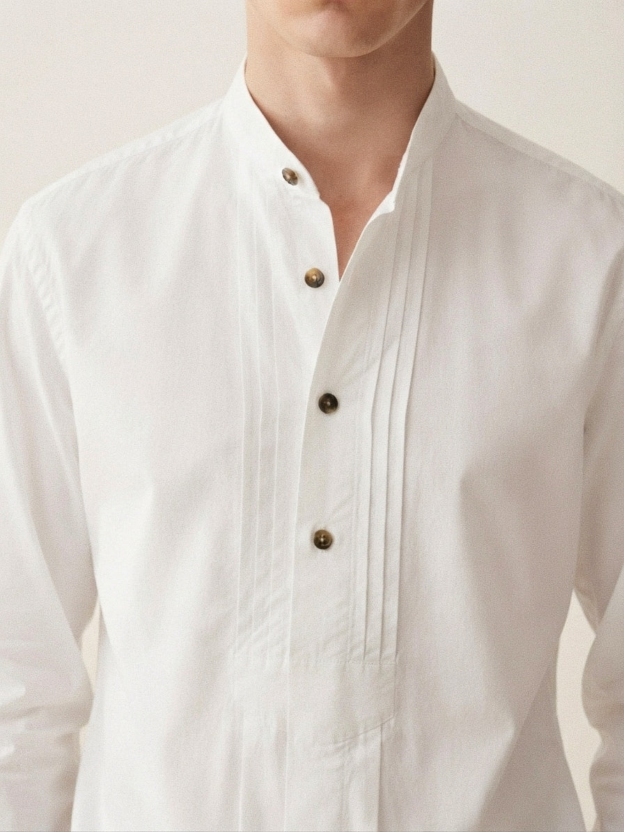 White Pleated Overshirt