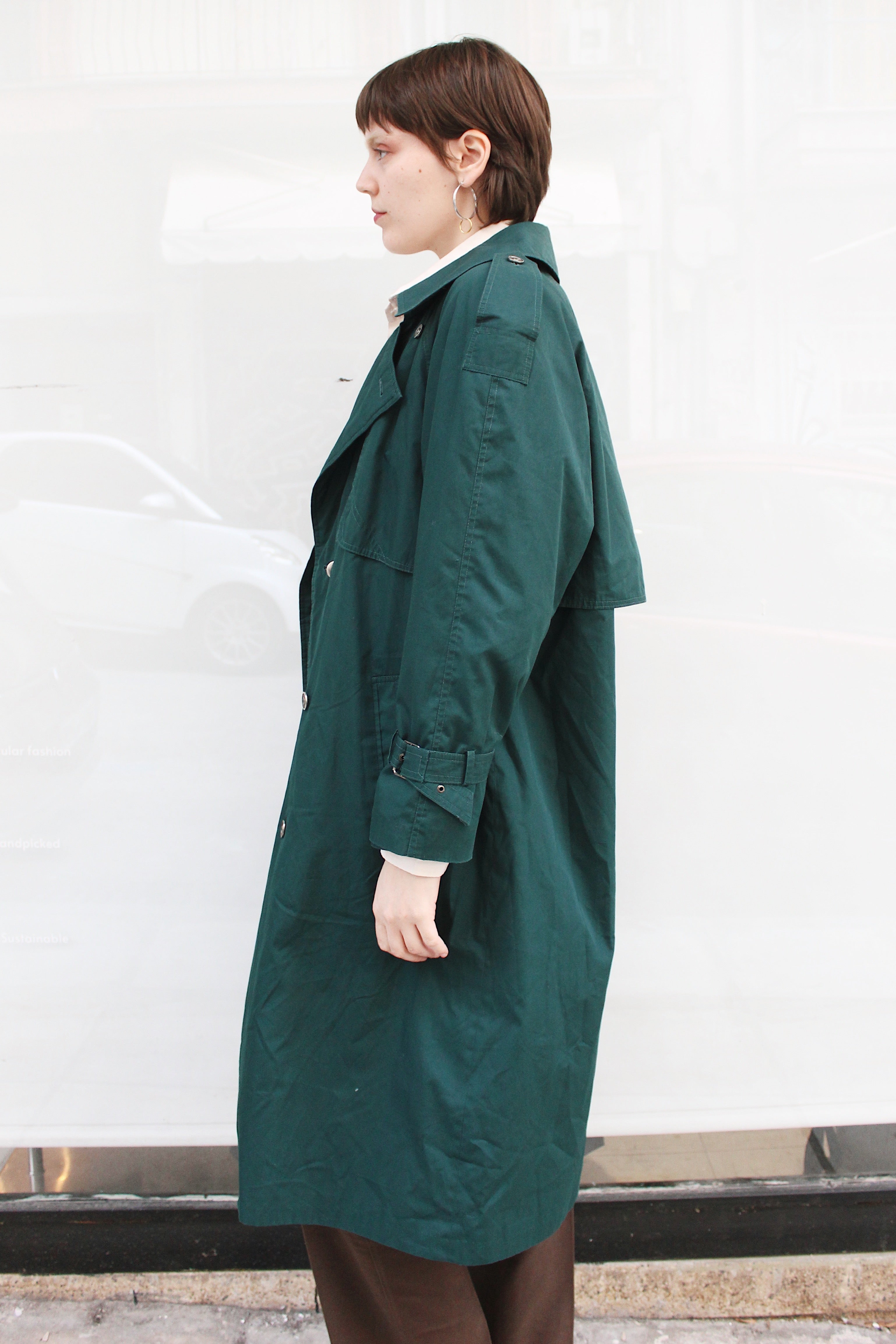Green Double Breasted Trench