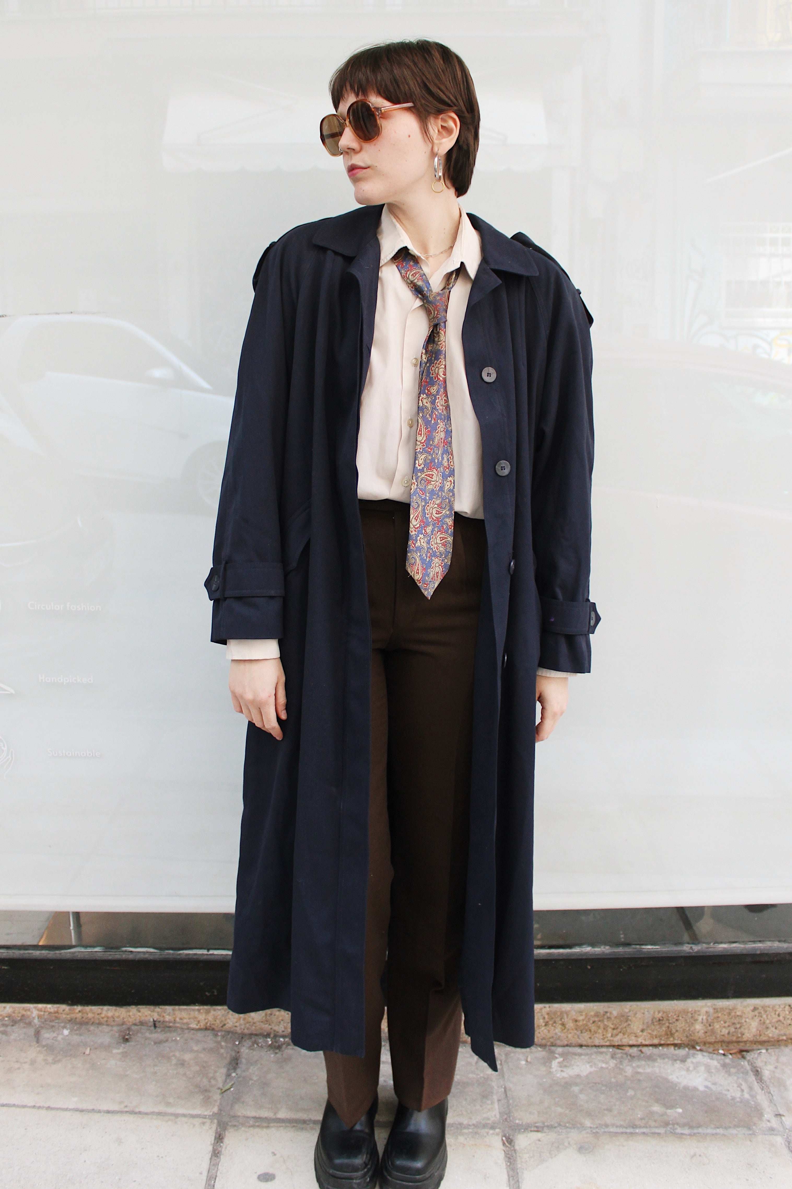 Navy Blue Trench Coat
