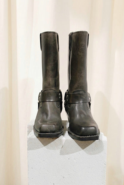 LOBLAN 295 BROWN WAXY BIKER BOOTS