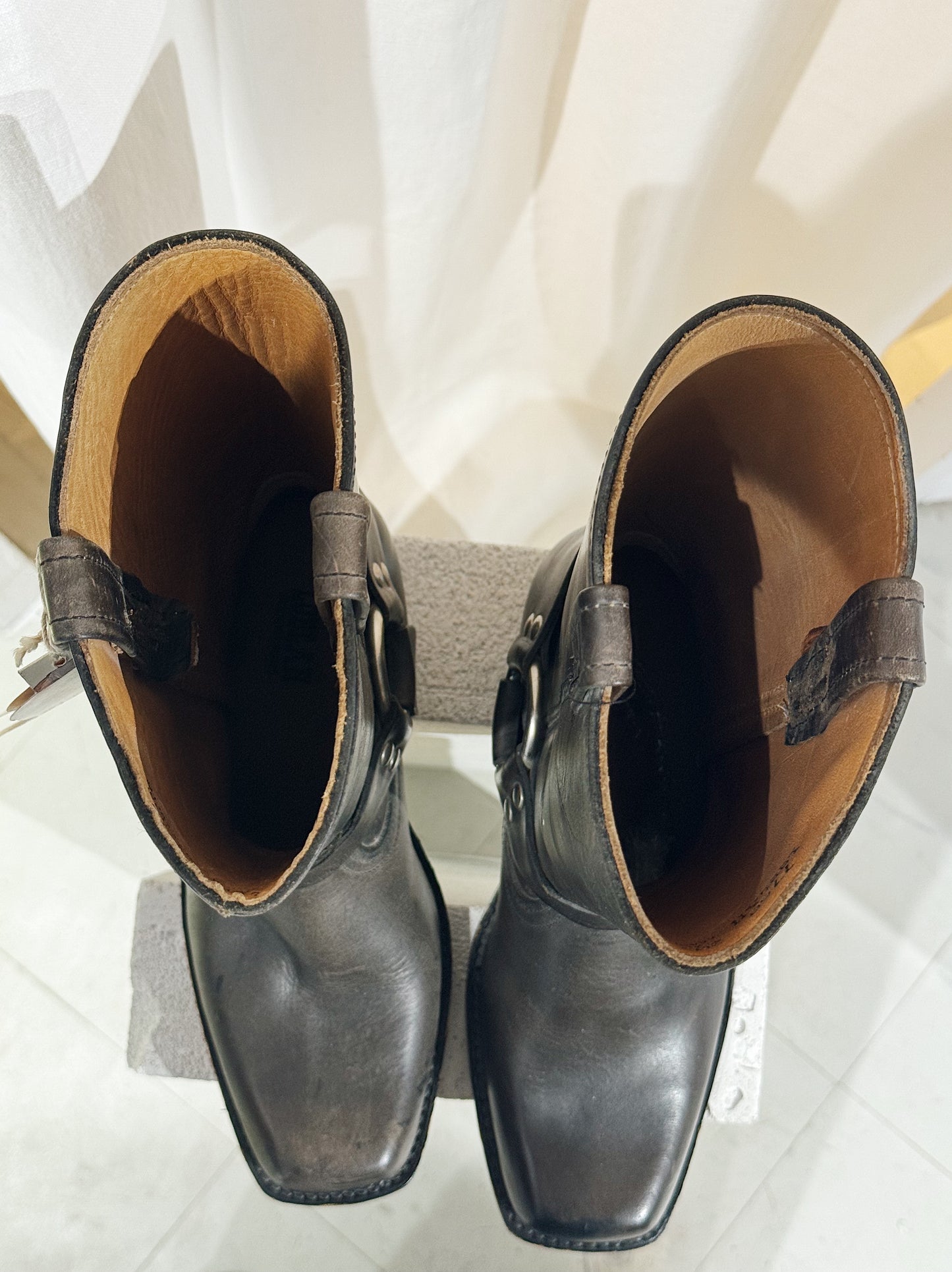 LOBLAN 295 BROWN WAXY BIKER BOOTS