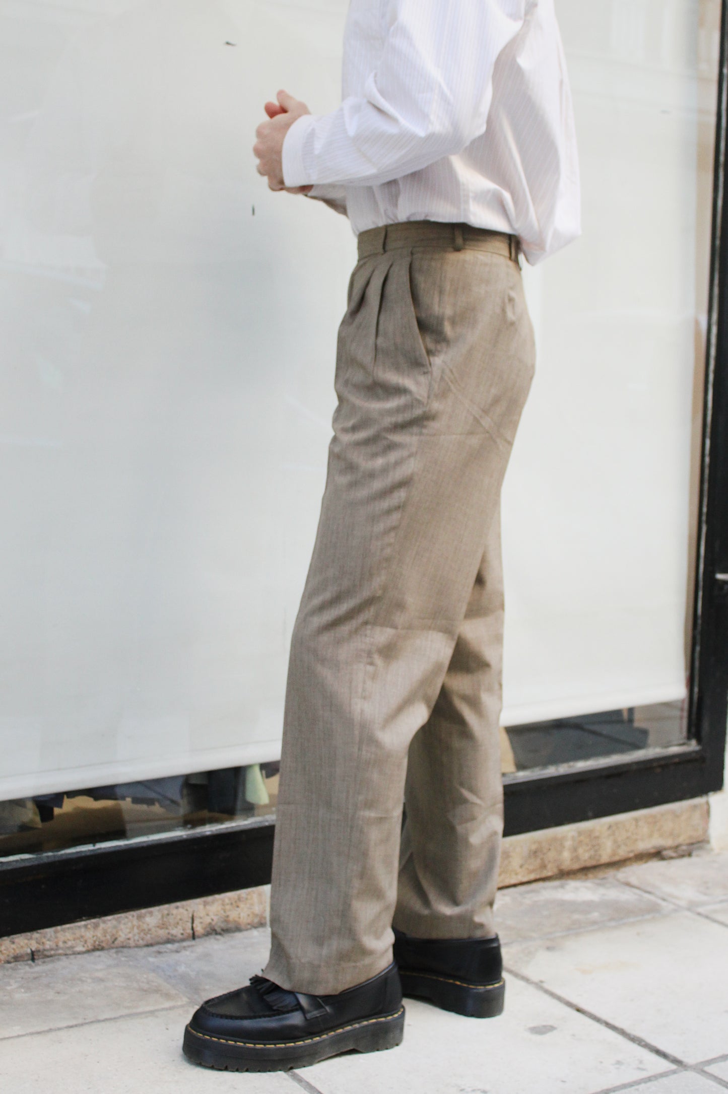 Beige Pleated Pants