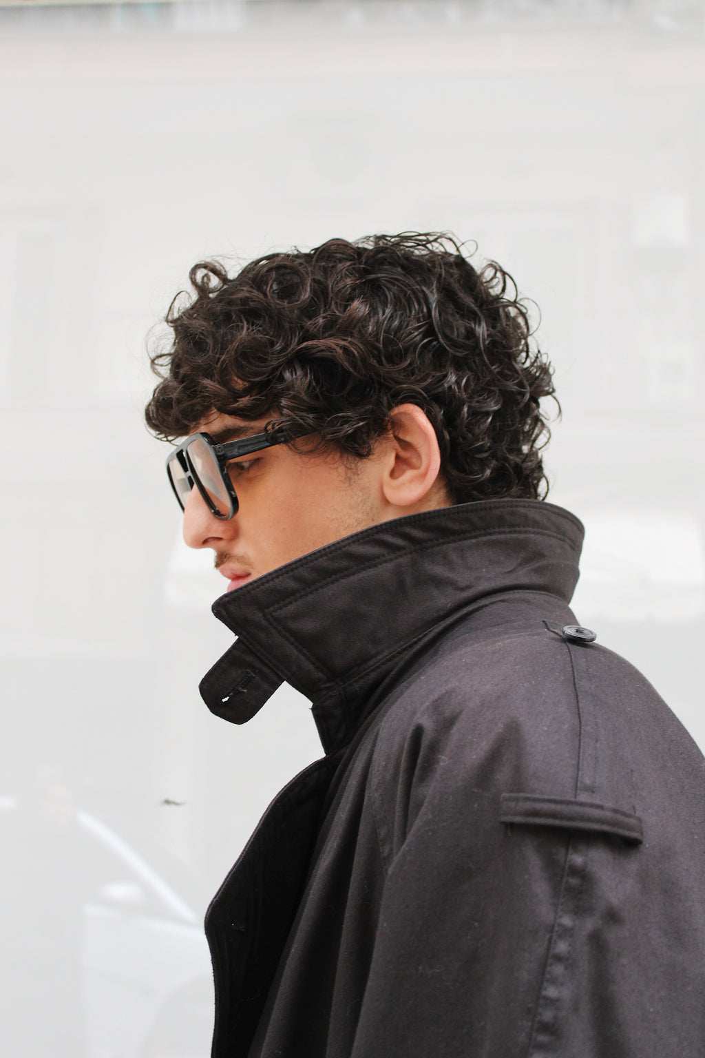 Double Breasted Black Trench