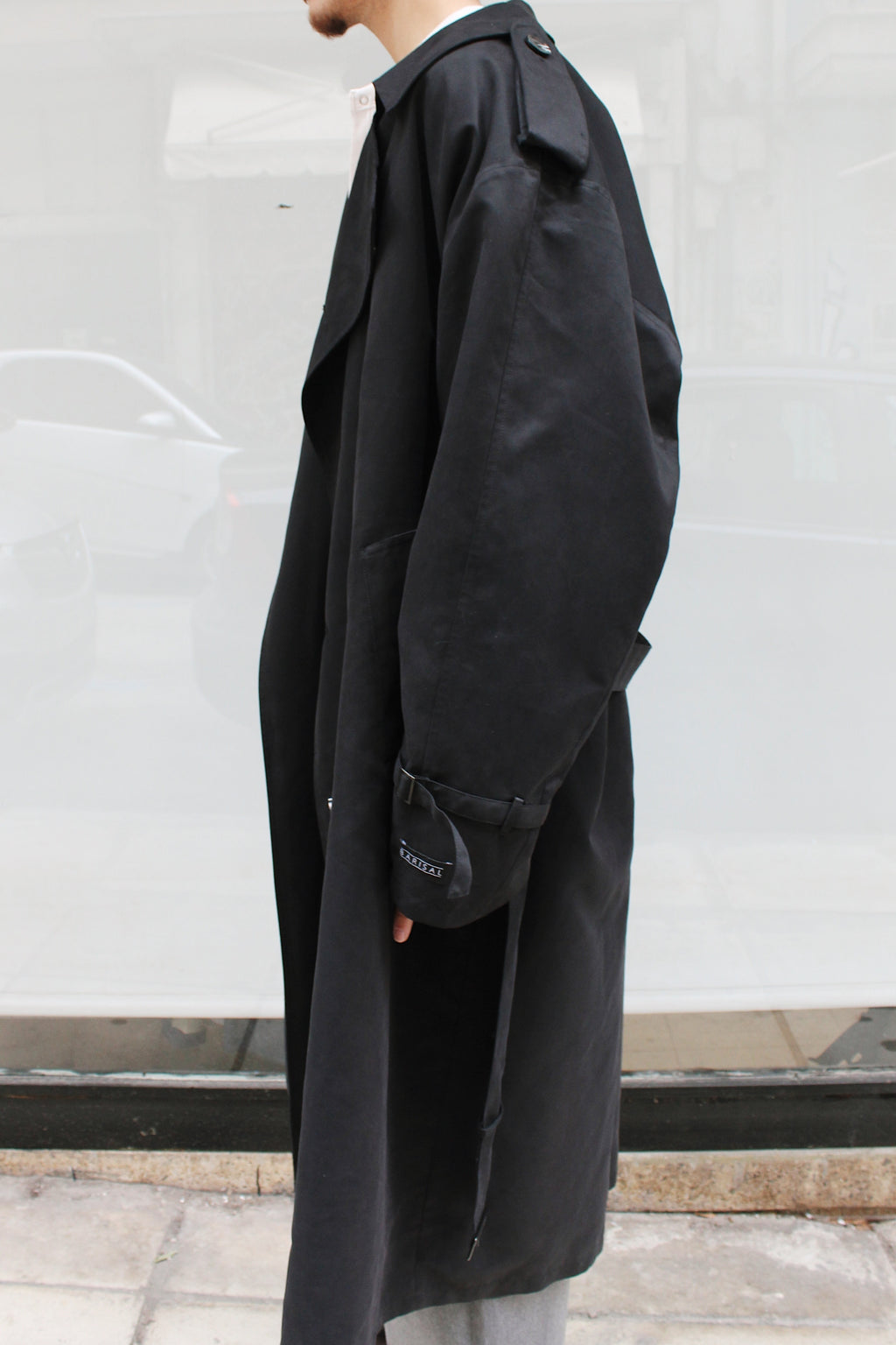 Double Breasted Black Trench