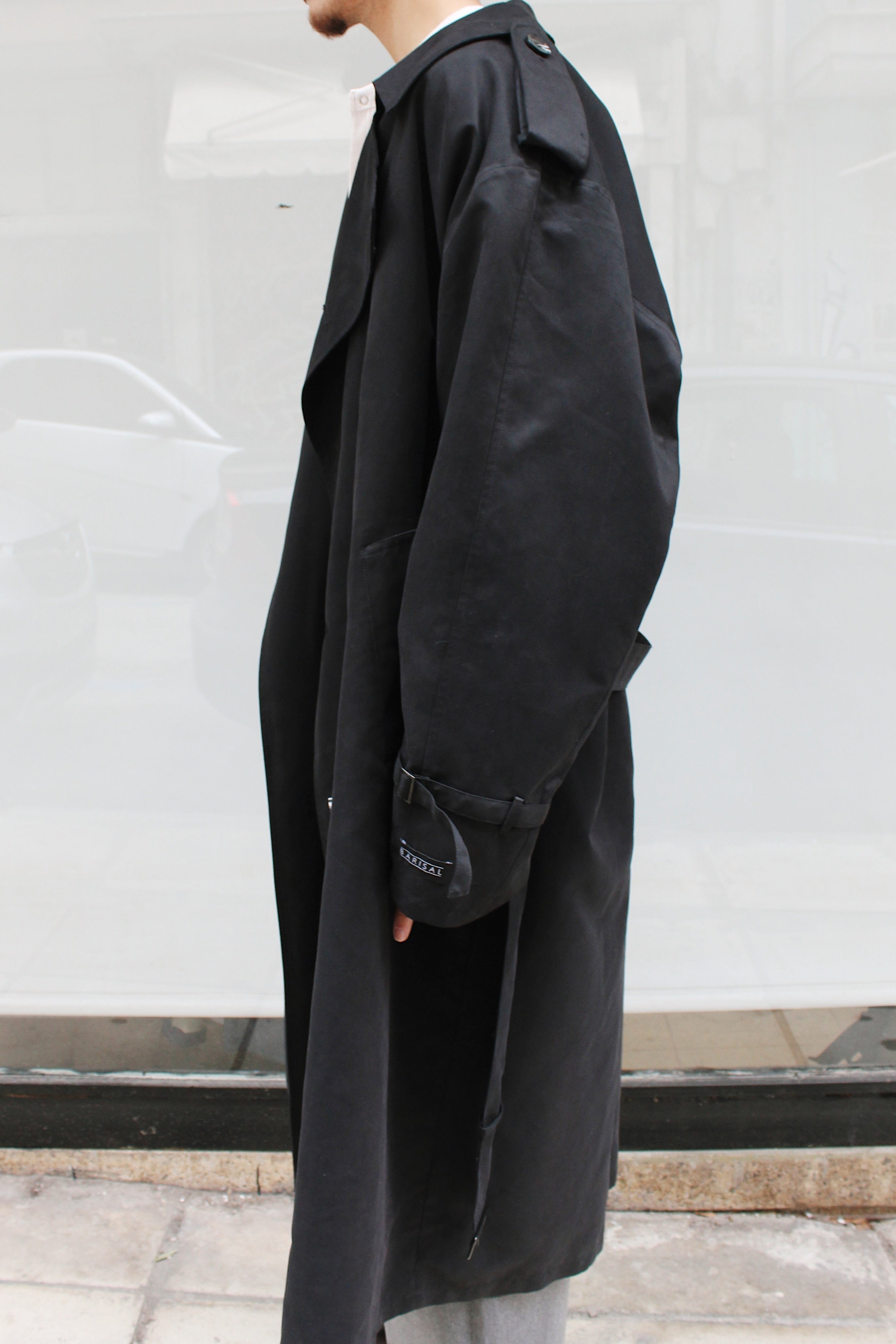 Double Breasted Black Trench