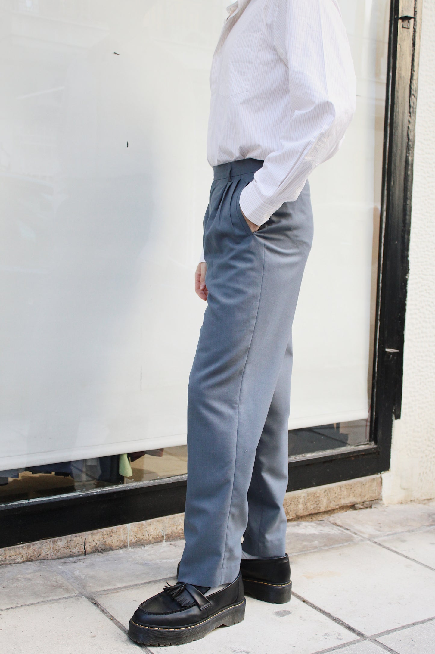 Gray Pleated Pants