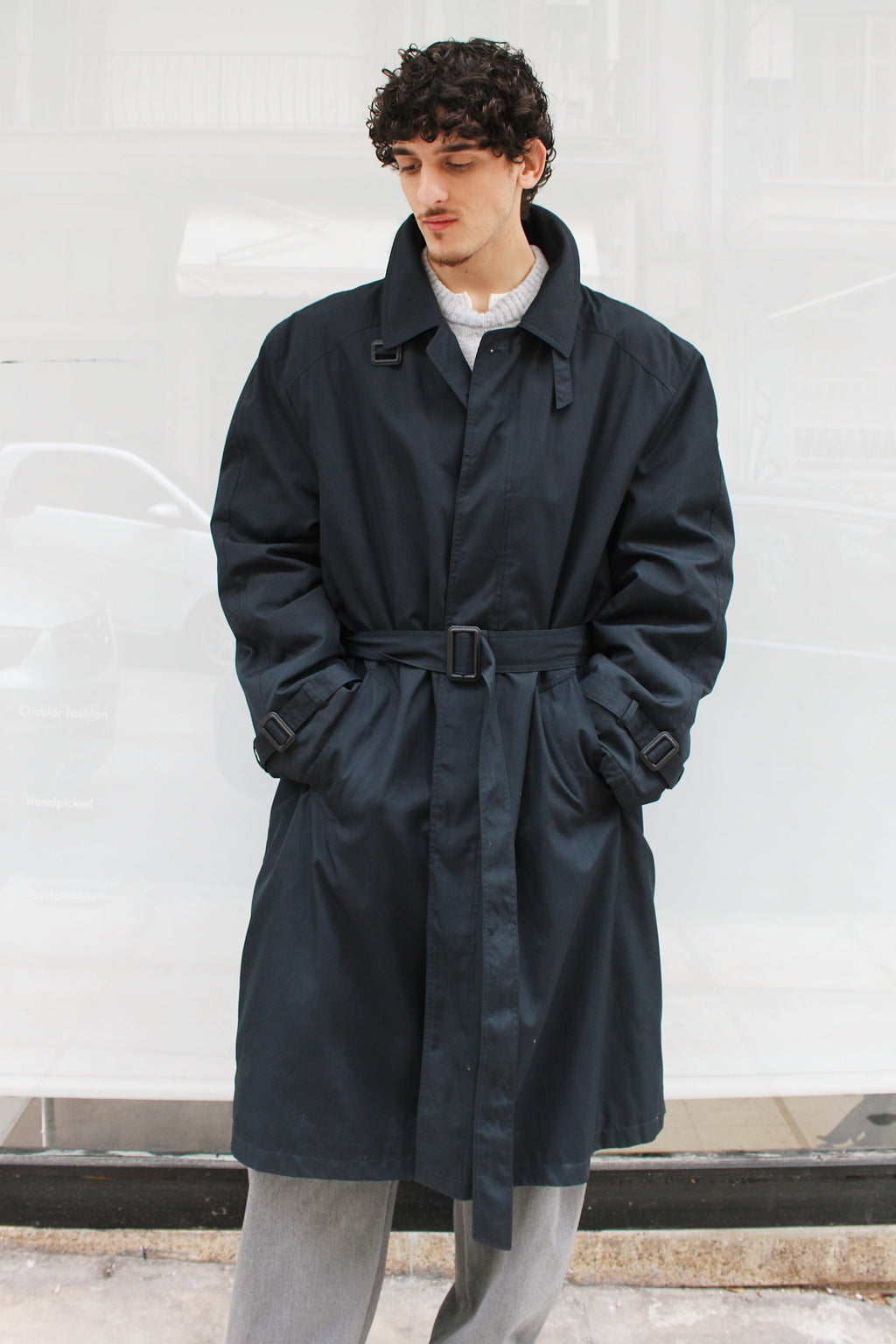 Navy Blue Trench Coat