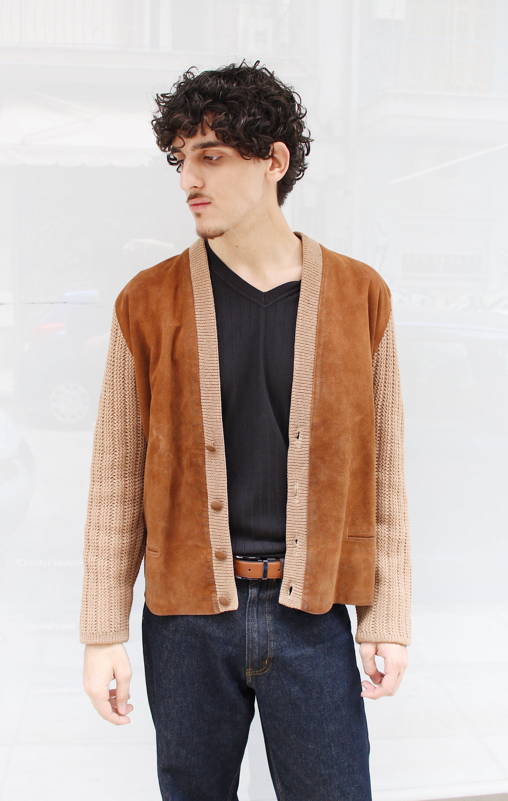 Camel Suede Cardigan