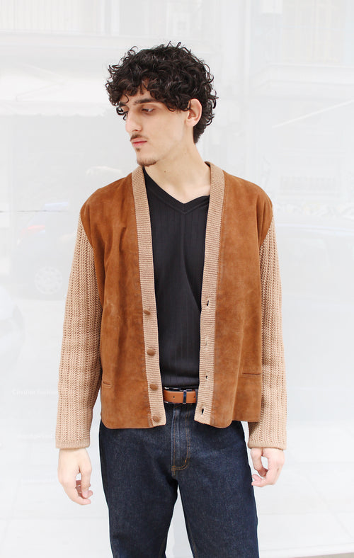 Camel Suede Cardigan