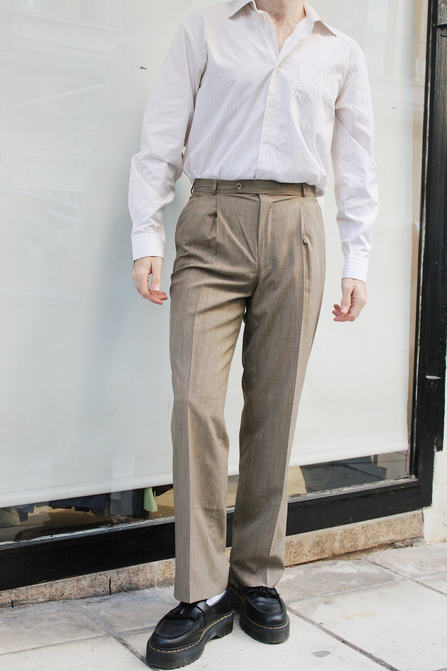 Beige Pleated Pants