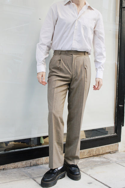 Beige Pleated Pants