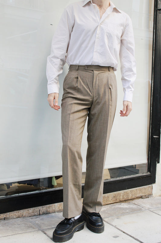 Beige Pleated Pants