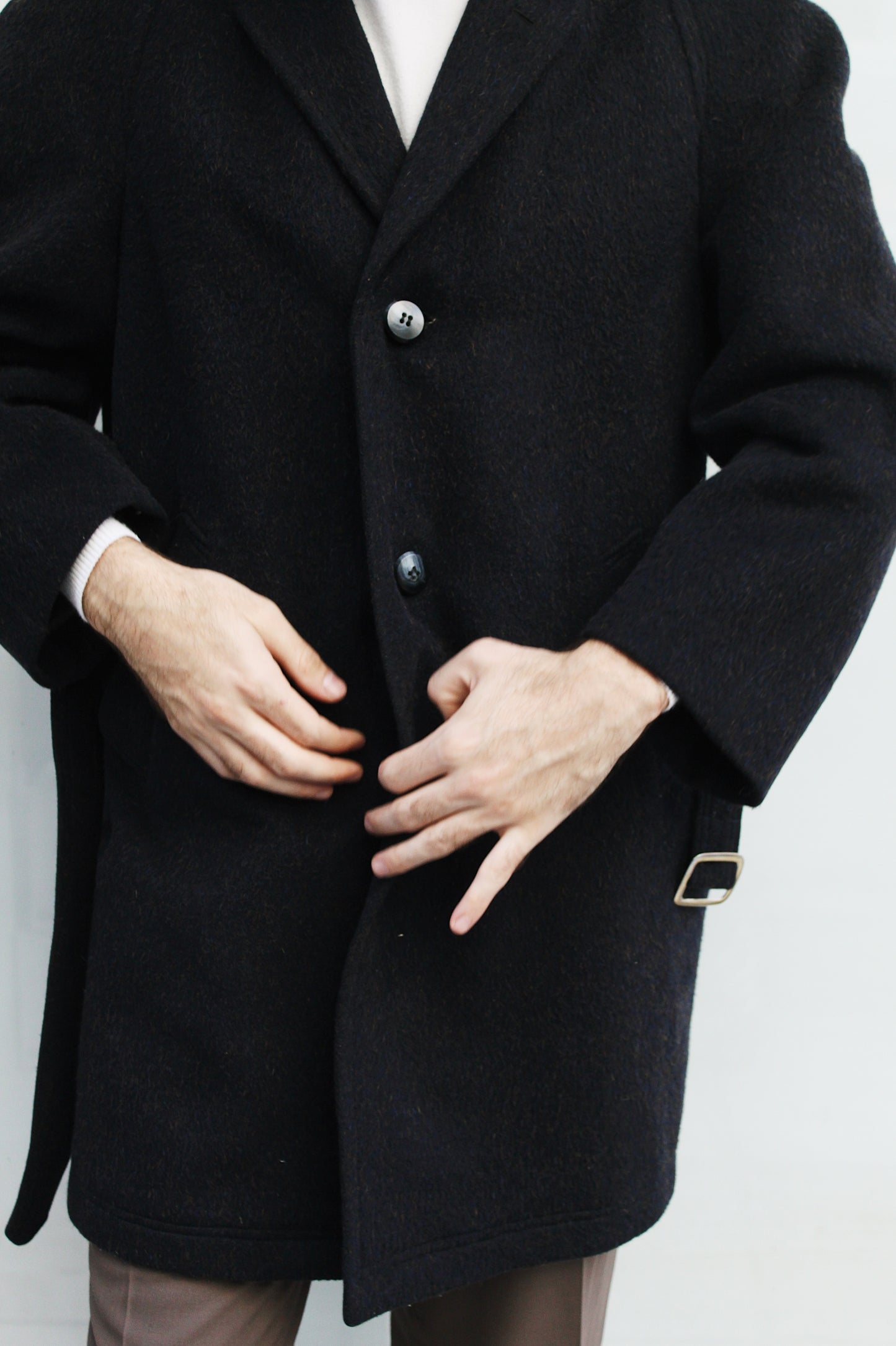 NAVY BELTED COAT
