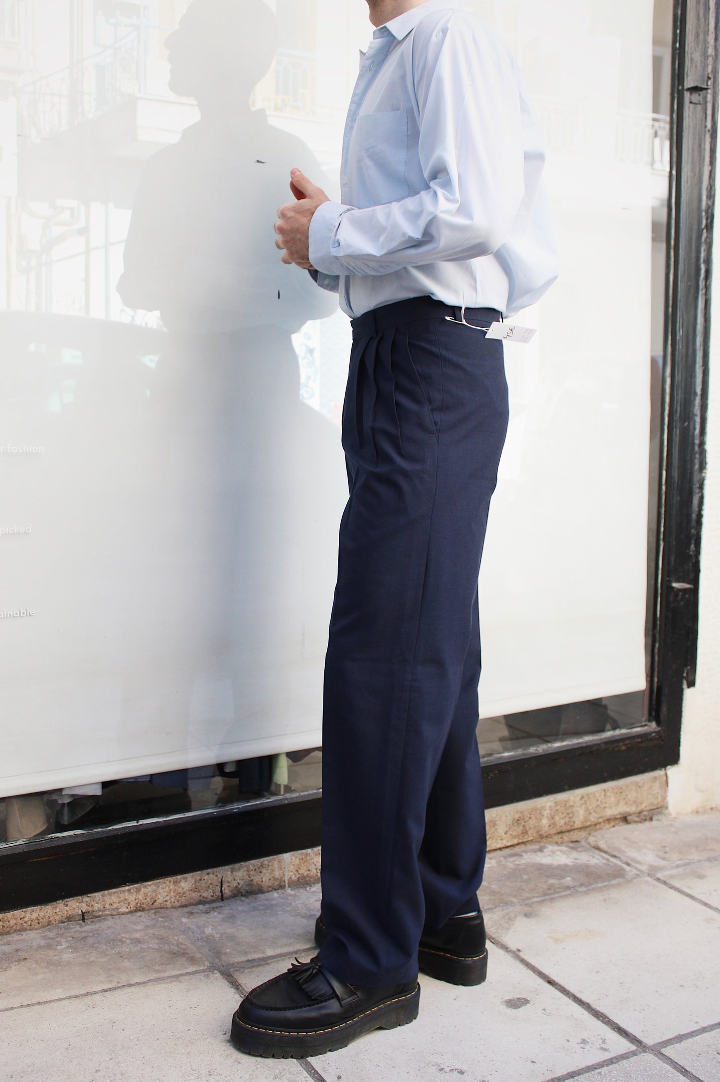 Navy Pleated Pants