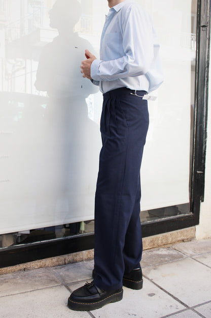 Navy Pleated Pants